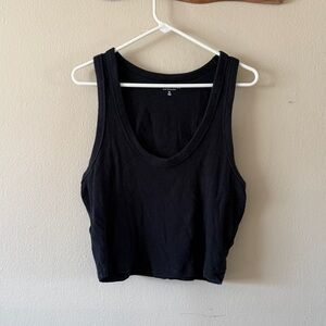 Abercrombie & Fitch Scoop Neck Cropped Tank Top Black Size XL Minimalist Chic